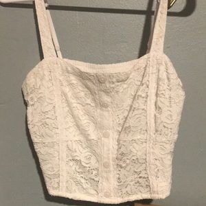 Bundle ! 2 white lace Abercrombie and fitch tops .